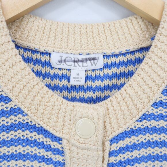 J.Crew Cropped Sweater Shell Stripe Parchment Santorini Blue Size M NWT - Picture 4 of 8